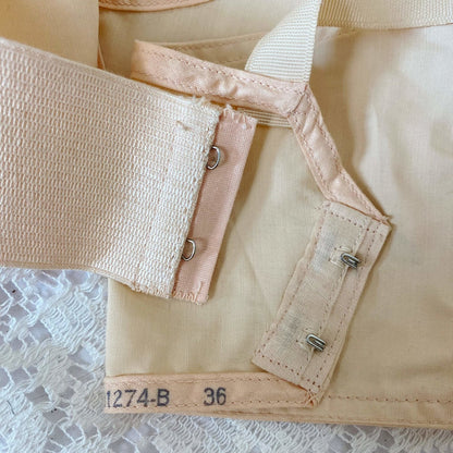 Vintage 1940's Bra | Peach Cotton & Rayon with Darted Cups | Size 36 B, 34 C | Kabo - Daggers & Dames