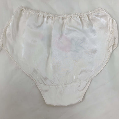 Vintage 1940's Bralette & Tap Pant Set | Buttermilk White Rayon Satin with Embroidery | Size XS | WWII Souvenir Lingerie, Made in Japan - Daggers & Dames