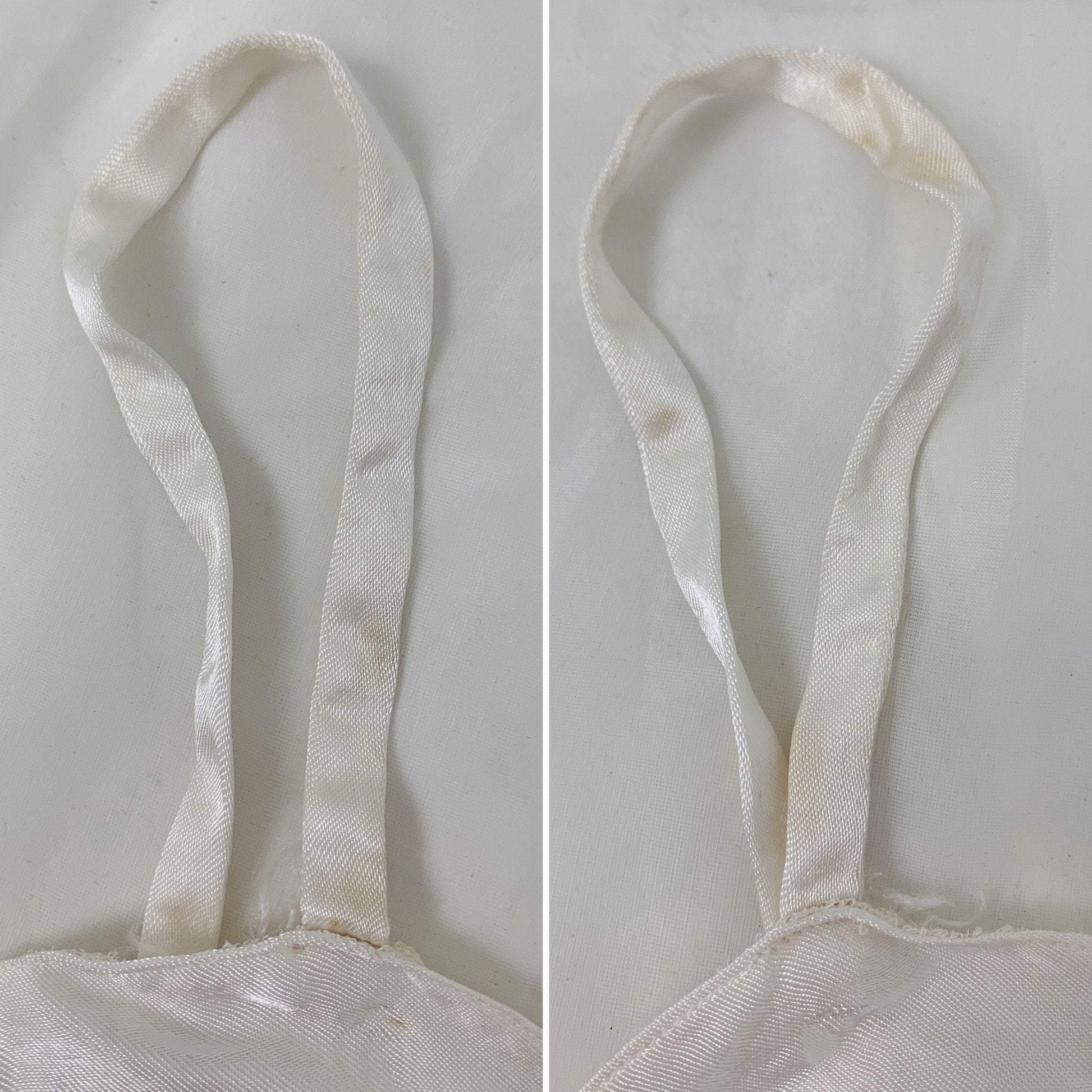 Vintage 1940's Bralette & Tap Pant Set | Buttermilk White Rayon Satin with Embroidery | Size XS | WWII Souvenir Lingerie, Made in Japan - Daggers & Dames