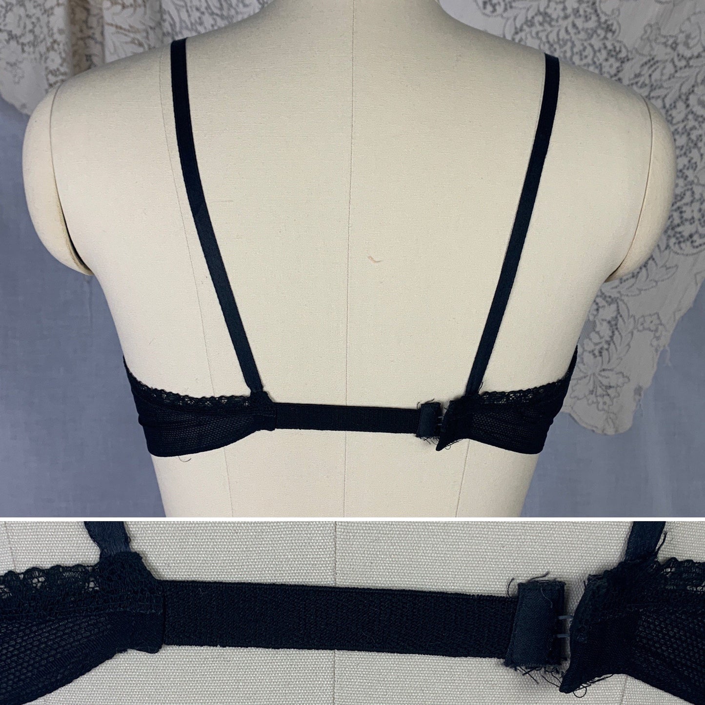 Vintage 1940's Bralette & Tap Pant Set | Sheer Black Rayon Chiffon with Lace | Size S, M - Daggers & Dames