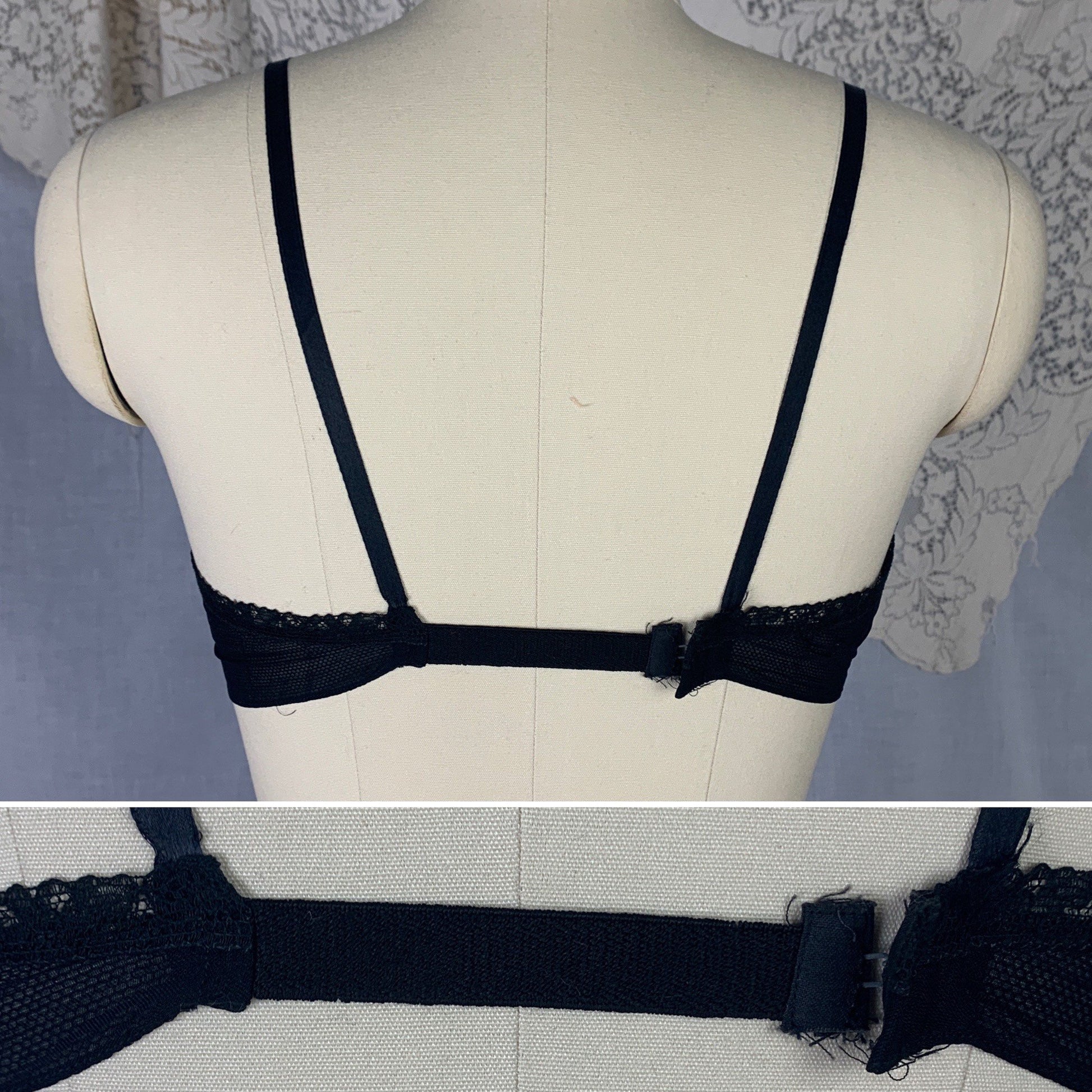 Vintage 1940's Bralette & Tap Pant Set | Sheer Black Rayon Chiffon with Lace | Size S, M - Daggers & Dames