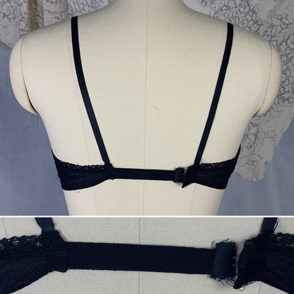 Vintage 1940's Bralette & Tap Pant Set | Sheer Black Rayon Chiffon with Lace | Size S, M - Daggers & Dames