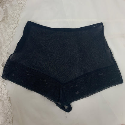 Vintage 1940's Bralette & Tap Pant Set | Sheer Black Rayon Chiffon with Lace | Size S, M - Daggers & Dames