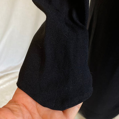 Vintage 1940's Dress | Black Rayon Crepe with High Collar & Darted Sleeves | Size XS | Dorothy O'Hara - Daggers & Dames