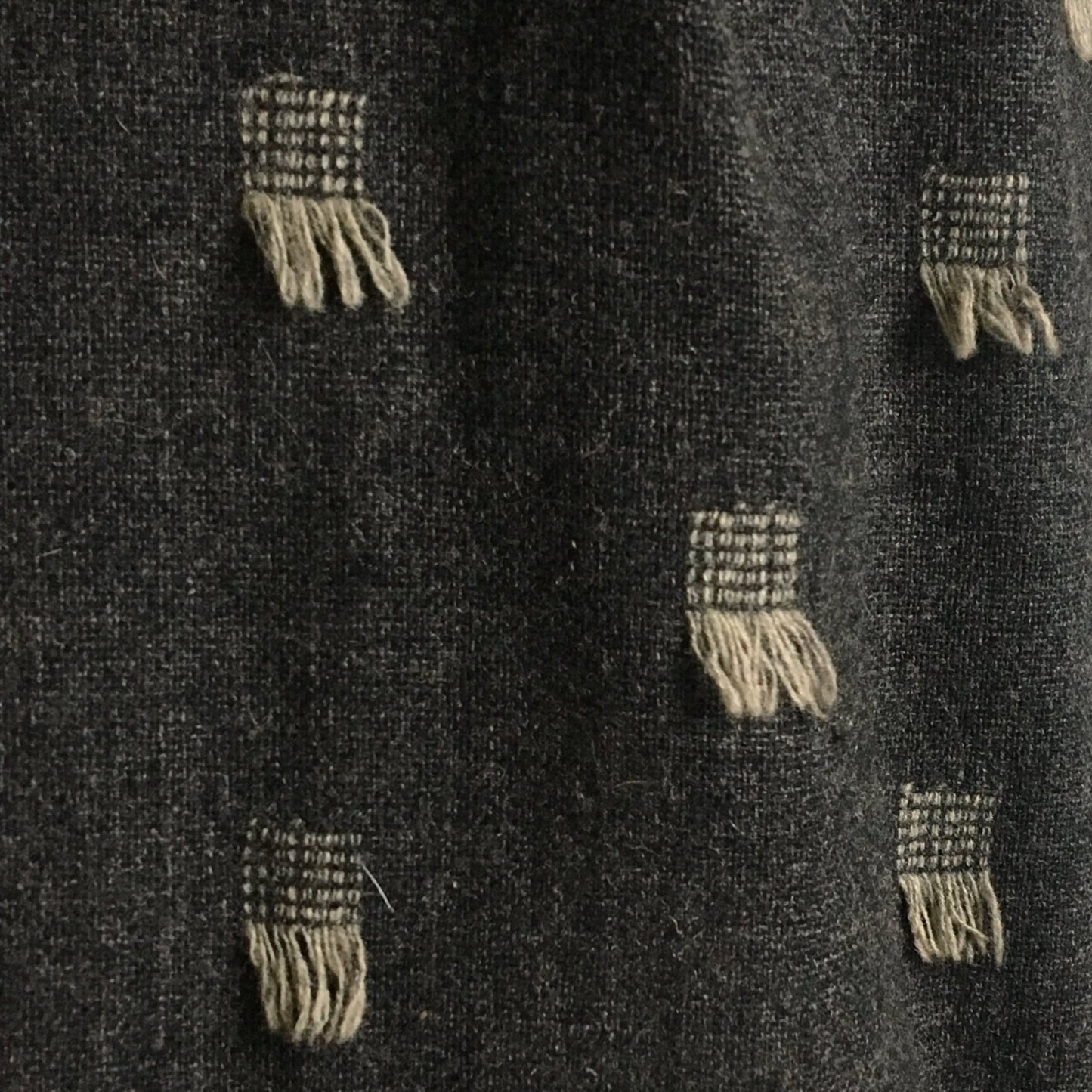 Vintage 1940's Dress | Gray Wool with Beige Fringe Embroidery | Herzberg's | Size XXS - Daggers & Dames