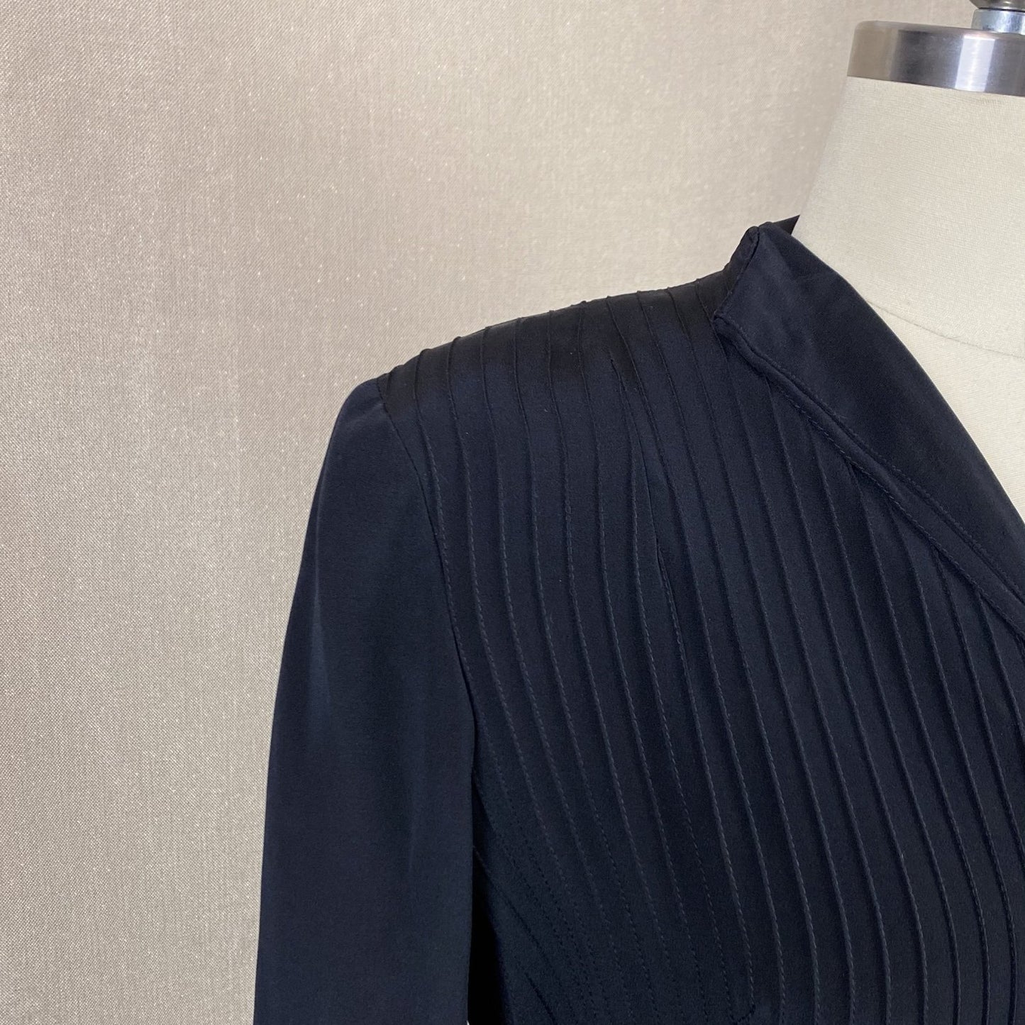 Vintage 1940's Dress | Inky Black Rayon with Pintucking | Size S | Ann Sutton - Daggers & Dames