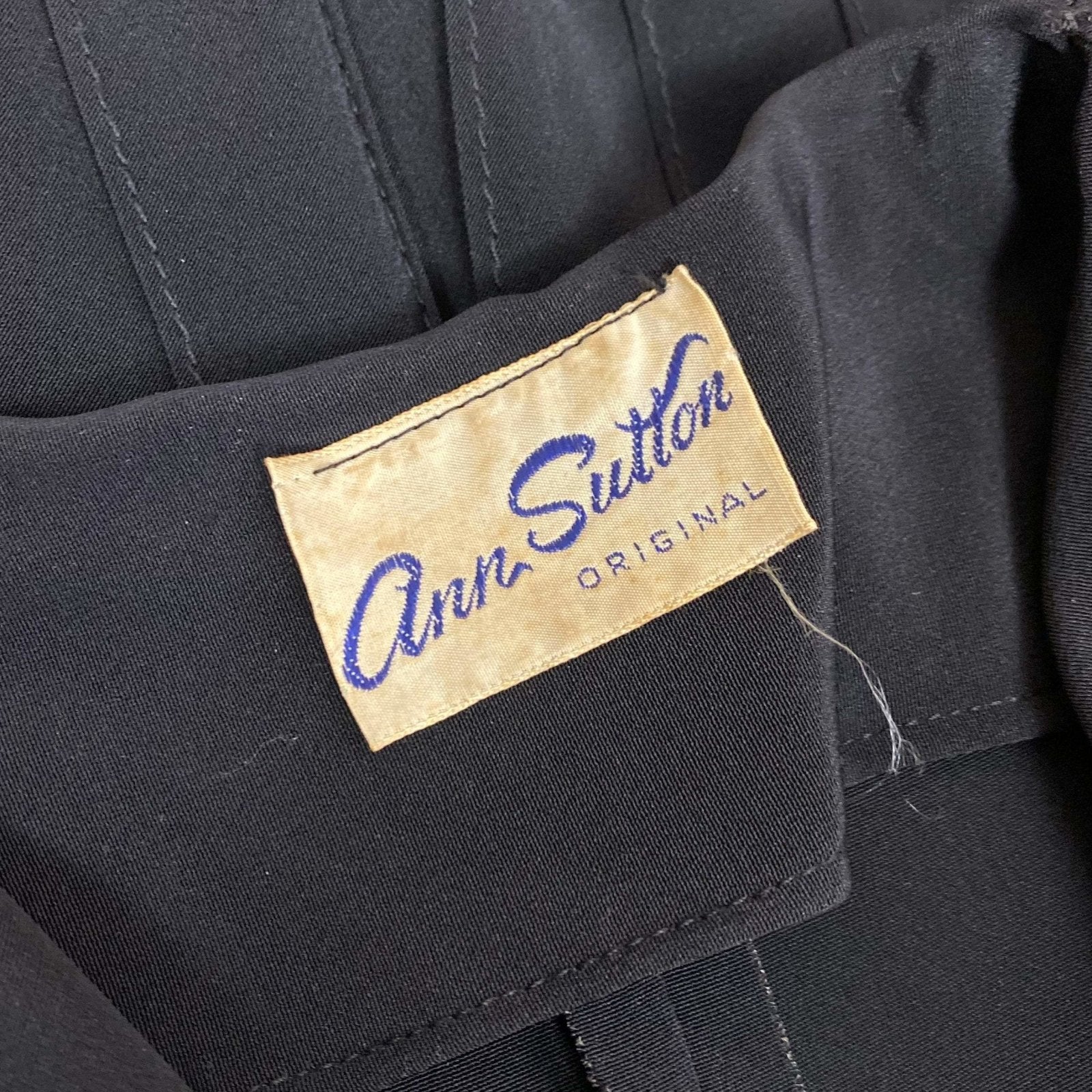 Vintage 1940's Dress | Inky Black Rayon with Pintucking | Size S | Ann Sutton - Daggers & Dames