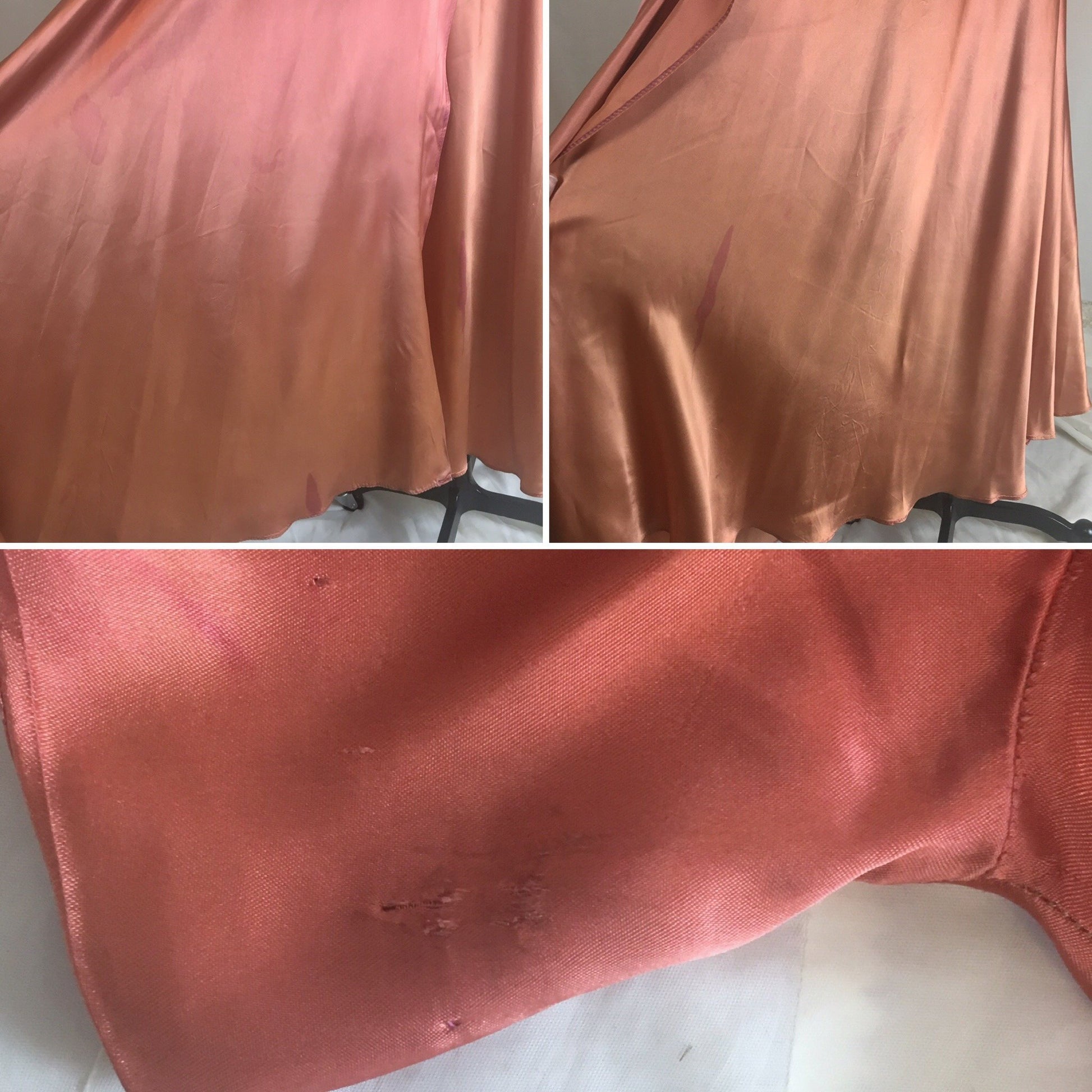 Vintage 1940's Dressing Gown | Rich Copper Rayon Satin Charmeuse with Piping & Belt | Size LG, XL - Daggers & Dames