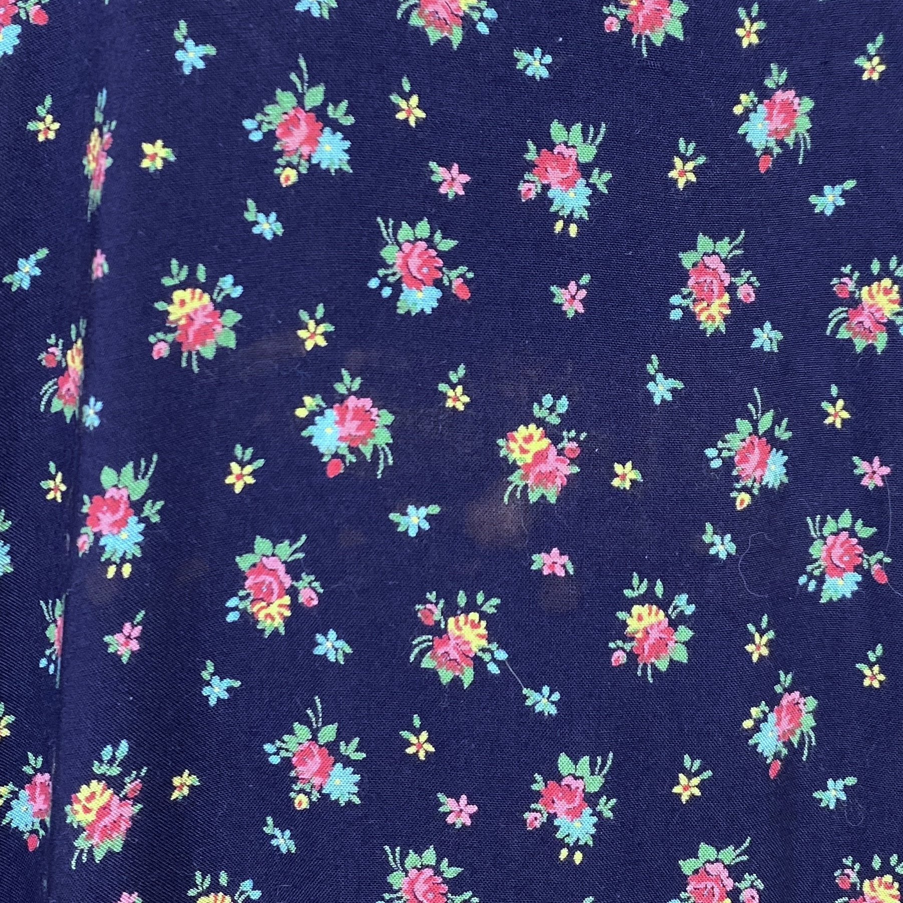 Vintage 1940's Dressing Gown Robe | Navy Blue Brushed Rayon with Floral Print | Size M, LG | Kamore - Daggers & Dames