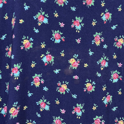 Vintage 1940's Dressing Gown Robe | Navy Blue Brushed Rayon with Floral Print | Size M, LG | Kamore - Daggers & Dames