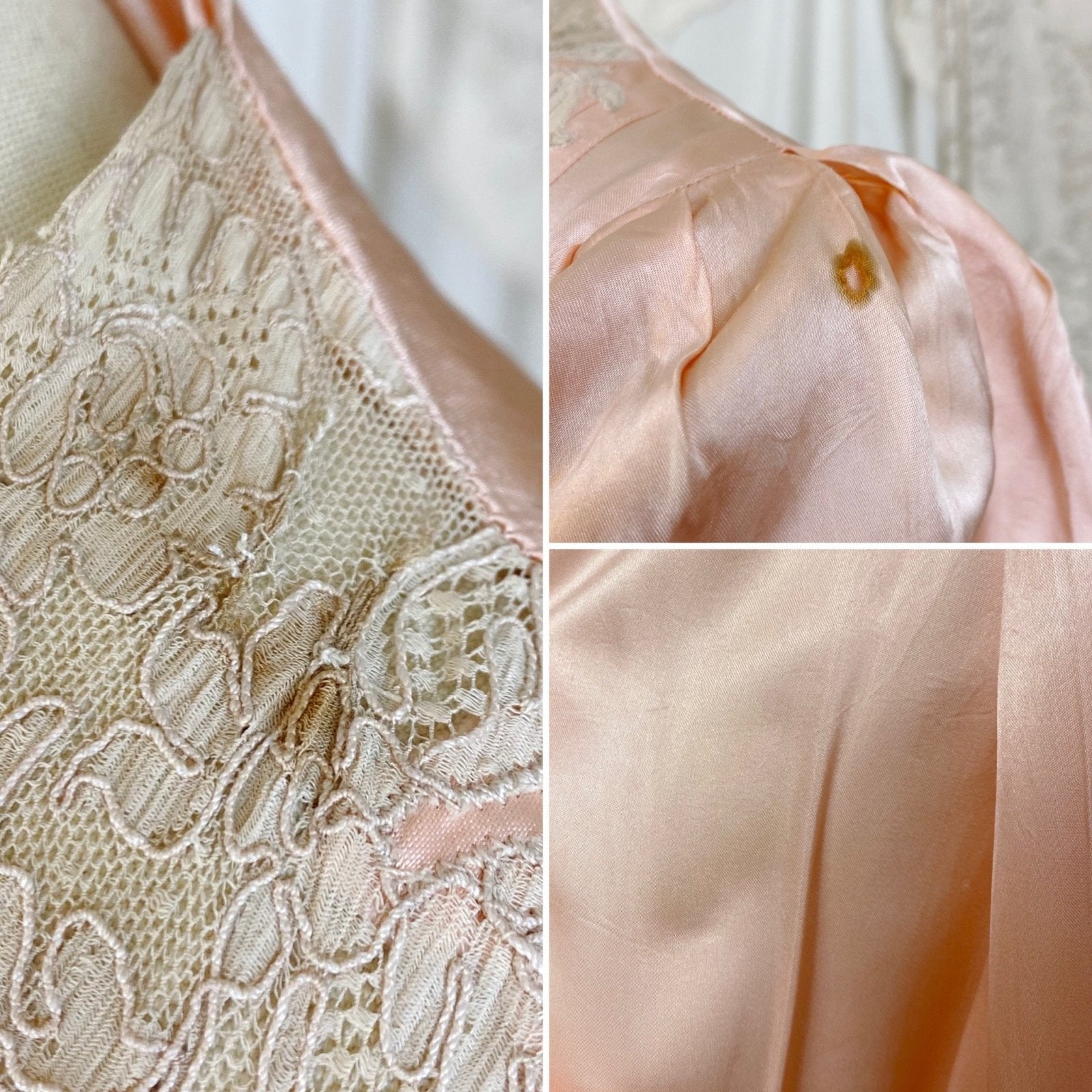 Vintage 1940's Dressing Gown Robe | Tea Rose Pink Rayon Satin with Alençon Lace | Size XS - Daggers & Dames