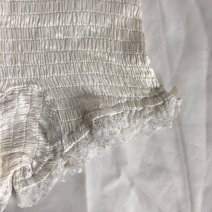 Vintage 1940's Girdle Panties | Ruched White Rayon Satin with Cotton Lace & Bows | Mabs Bitsies | Size XXS, XS - Daggers & Dames