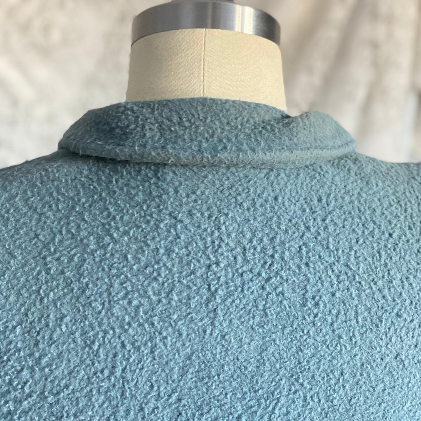 Vintage 1940’s House Dress | Dusty Blue Woolen Fleece with Embroidery | Size M, LG | Gassser, Lugano - Daggers & Dames