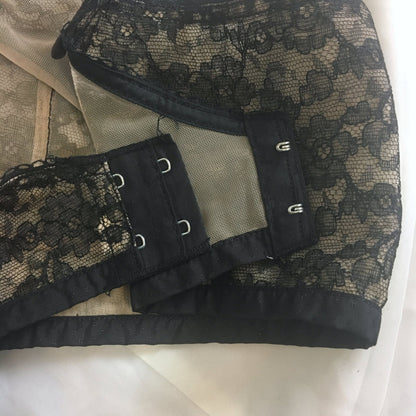 Vintage 1940's Illusion Bra | Sheer Black Chantilly Lace with Nude Lining | Custom Maid | Size 34 C - Daggers & Dames
