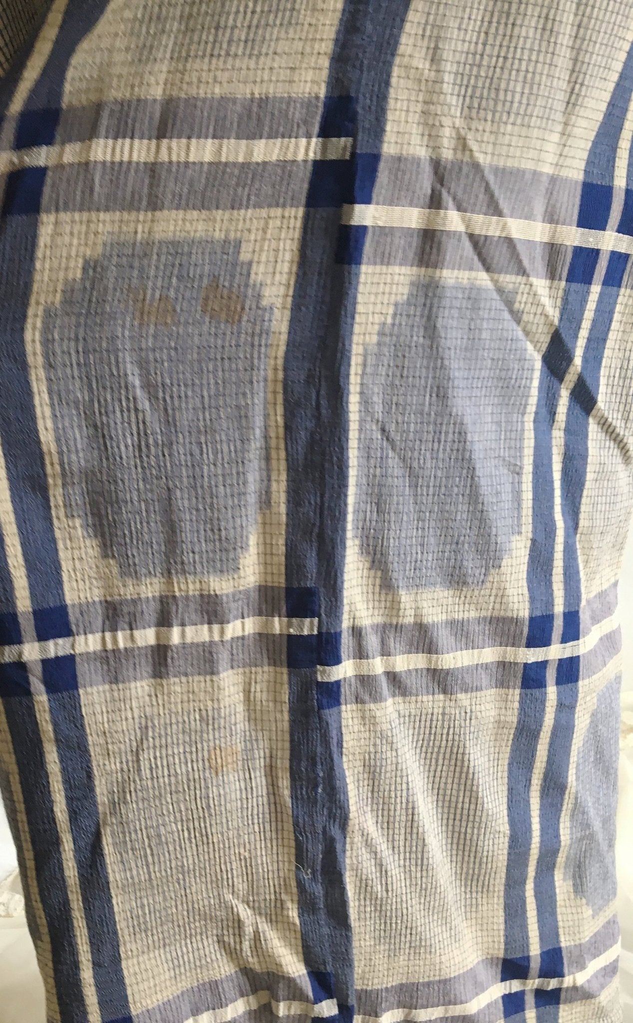 Vintage 1940's Kimono | Blue Crepe Silk | Geometric Pattern | Size SM/LG - Daggers & Dames