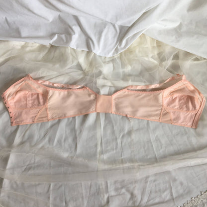 Vintage 1940's Longline Bra | Bubblegum Pink Satin & Lace with Bullet Cups | Bellavita | Size 38 B, 36 C - Daggers & Dames