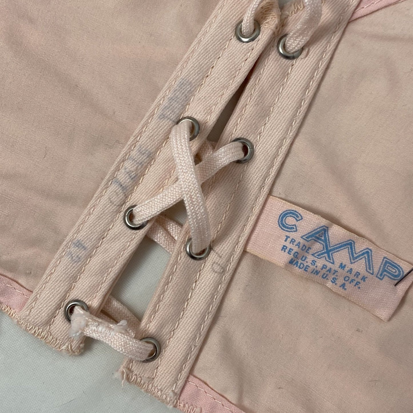 Vintage 1940's Maternity Bra | Tea Rose Cotton Batiste with Fan Corset Lacing & Original Box | Size LG, XL | Camp Corset Co. -New Old Stock - Daggers & Dames