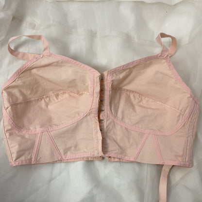 Vintage 1940's Maternity Bra | Tea Rose Cotton Batiste with Fan Corset Lacing & Original Box | Size LG, XL | Camp Corset Co. -New Old Stock - Daggers & Dames