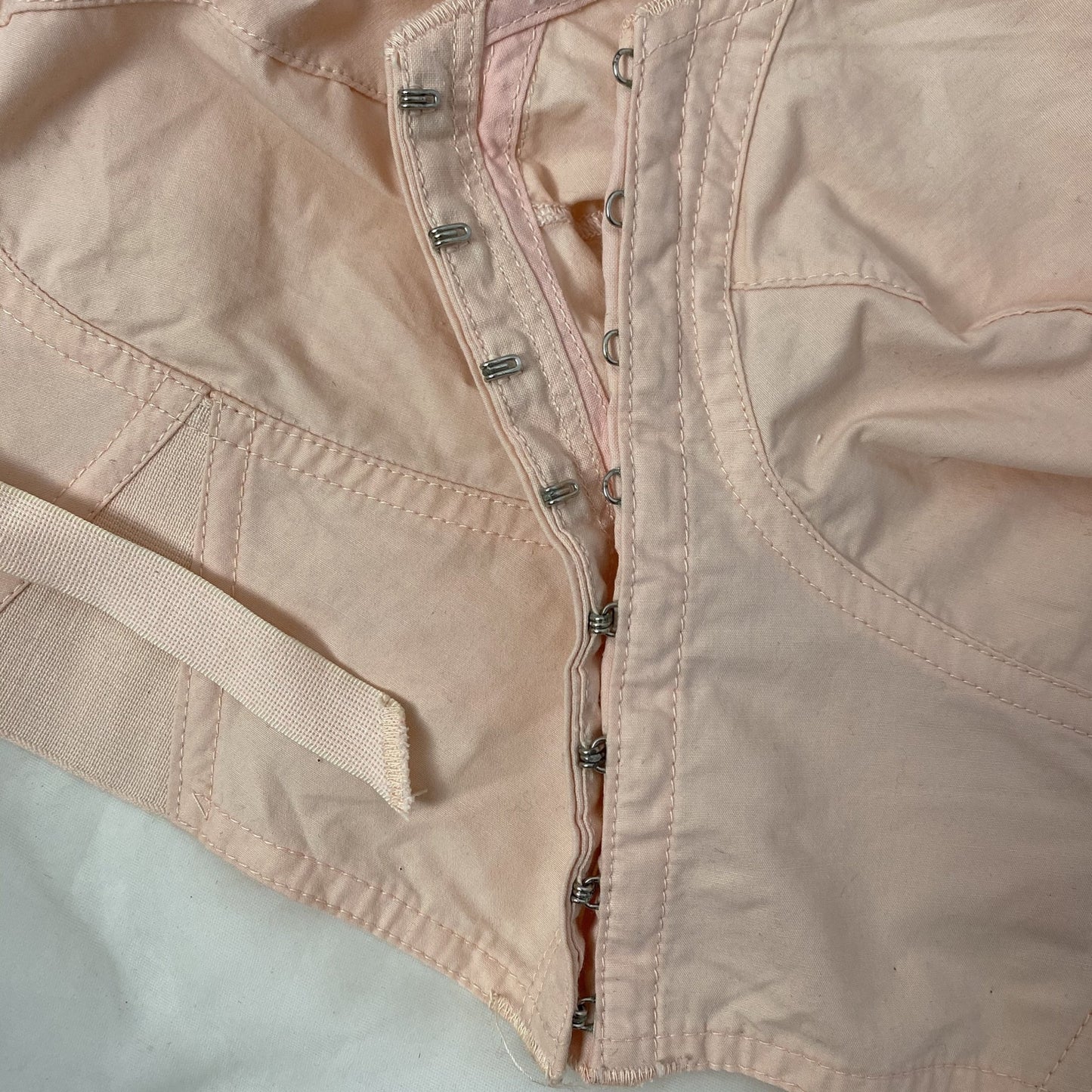 Vintage 1940's Maternity Bra | Tea Rose Cotton Batiste with Fan Corset Lacing & Original Box | Size LG, XL | Camp Corset Co. -New Old Stock - Daggers & Dames