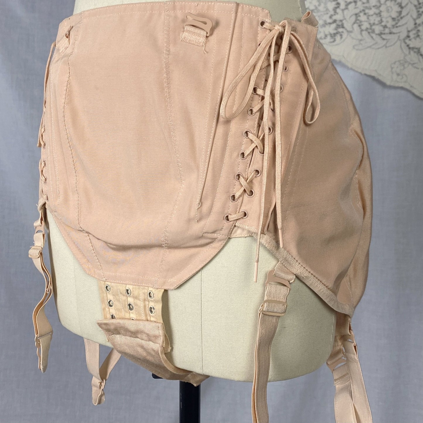 Vintage 1940's Maternity Panty Girdle | Dusty Rose Pink Cotton & Rayon with Corset Lacing | Size LG, XL | Nu-Lift - Daggers & Dames