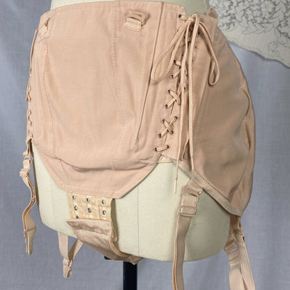 Vintage 1940's Maternity Panty Girdle | Dusty Rose Pink Cotton & Rayon with Corset Lacing | Size LG, XL | Nu-Lift - Daggers & Dames