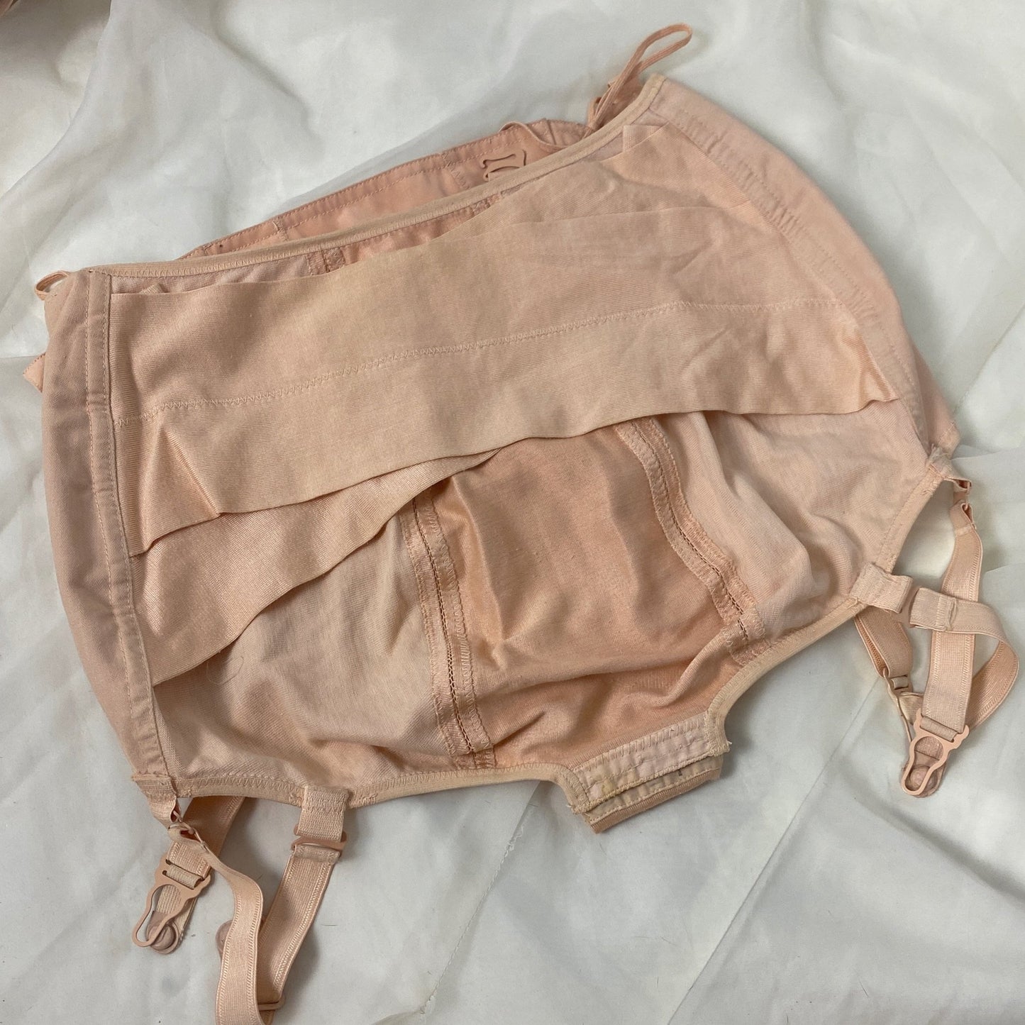 Vintage 1940's Maternity Panty Girdle | Dusty Rose Pink Cotton & Rayon with Corset Lacing | Size LG, XL | Nu-Lift - Daggers & Dames