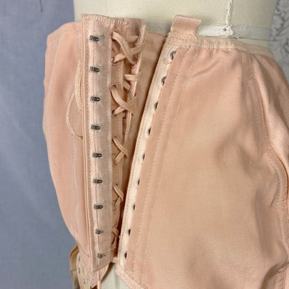 Vintage 1940's Maternity Panty Girdle | Dusty Rose Pink Cotton & Rayon with Corset Lacing | Size LG, XL | Nu-Lift - Daggers & Dames