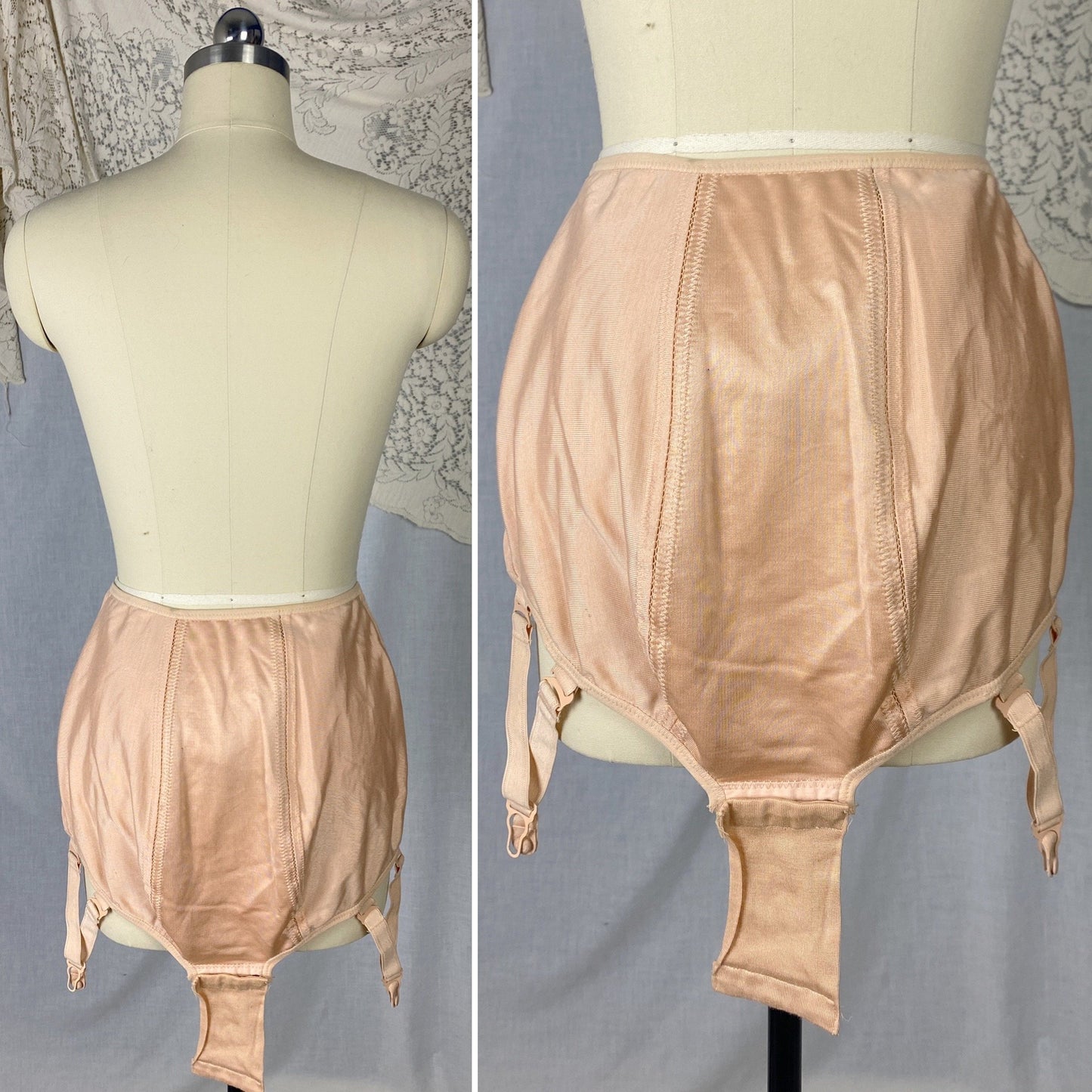 Vintage 1940's Maternity Panty Girdle | Dusty Rose Pink Cotton & Rayon with Corset Lacing | Size LG, XL | Nu-Lift - Daggers & Dames