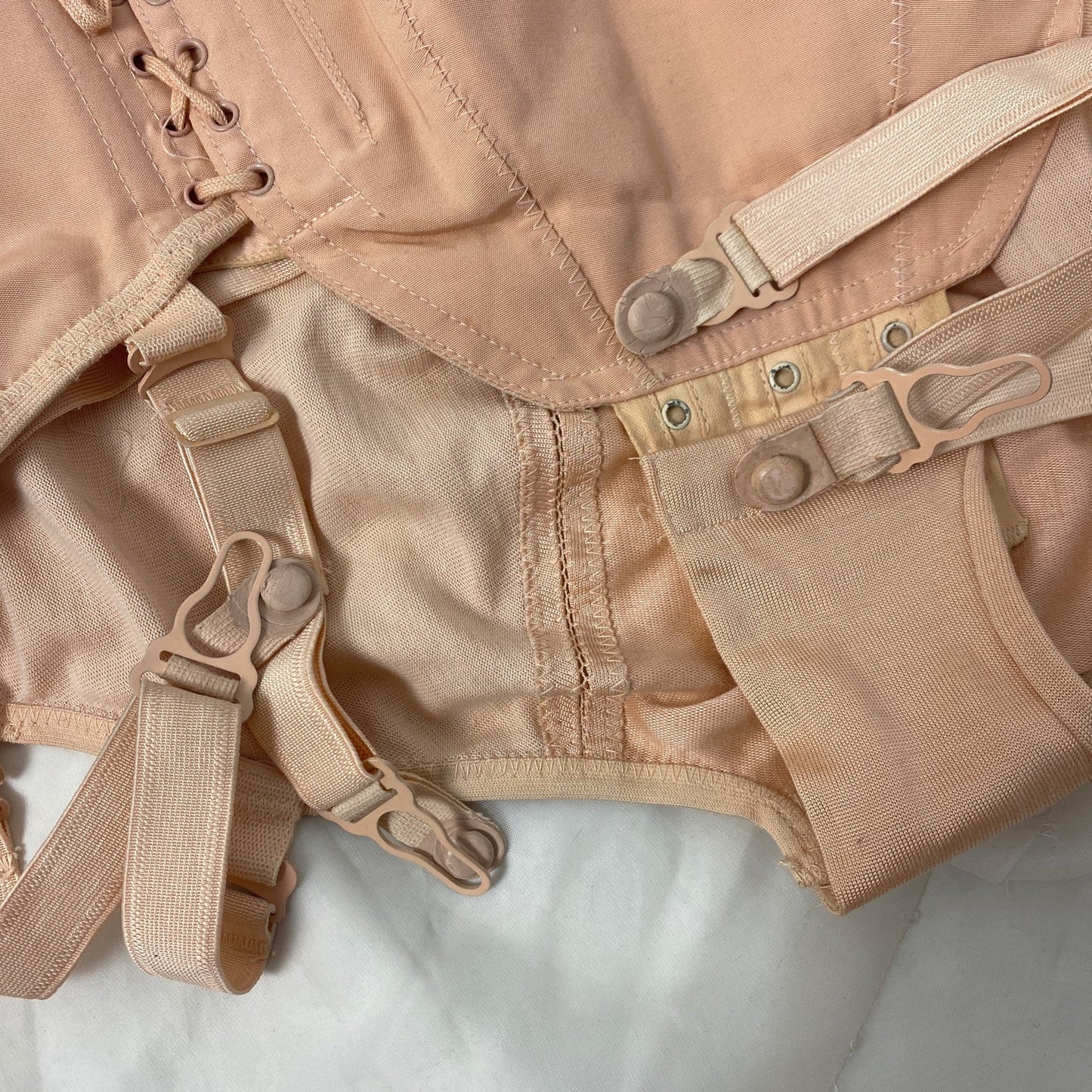 Vintage 1940's Maternity Panty Girdle | Dusty Rose Pink Cotton & Rayon with Corset Lacing | Size LG, XL | Nu-Lift - Daggers & Dames