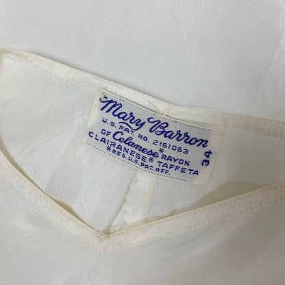 Vintage 1940's Maxi Slip Dress | Semi Sheer White Rayon Celanese with Low Back & Ruffled Hem | Size S, M | Mary Barron - Daggers & Dames