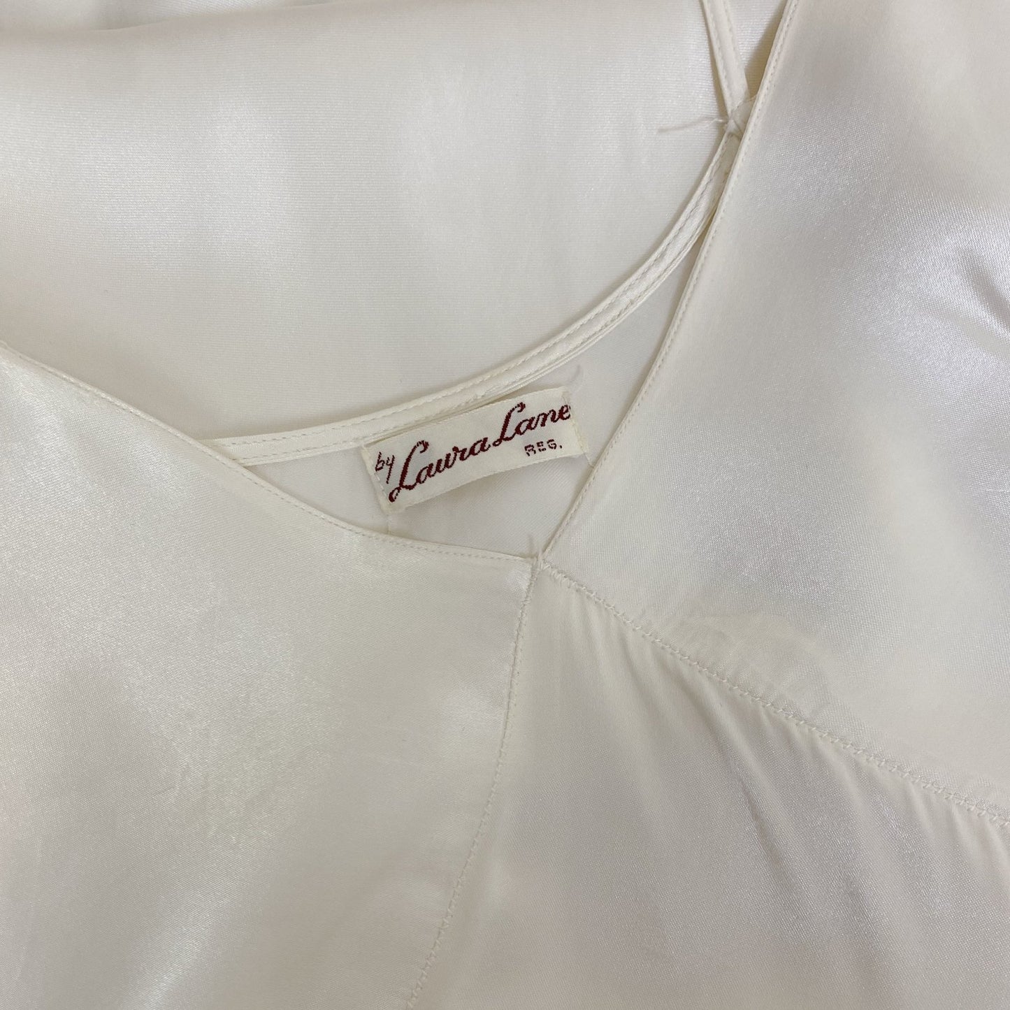Vintage 1940's Maxi Slip | Pearly White Rayon Satin with Low Back | Size XXS, XS | Laura Lane - Daggers & Dames