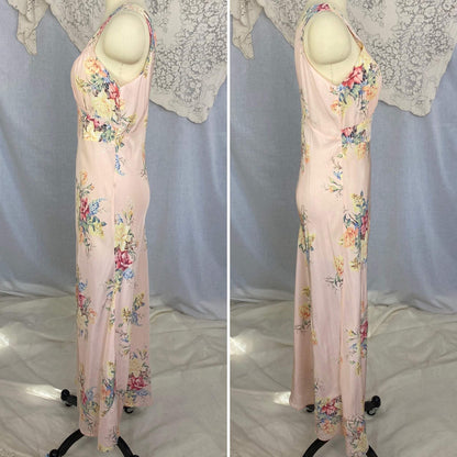Vintage 1940's Nightgown | Baby Pink with Bold Floral Print | Size 34-36 Bust, S, M | Radcliffe -Never Worn - Daggers & Dames