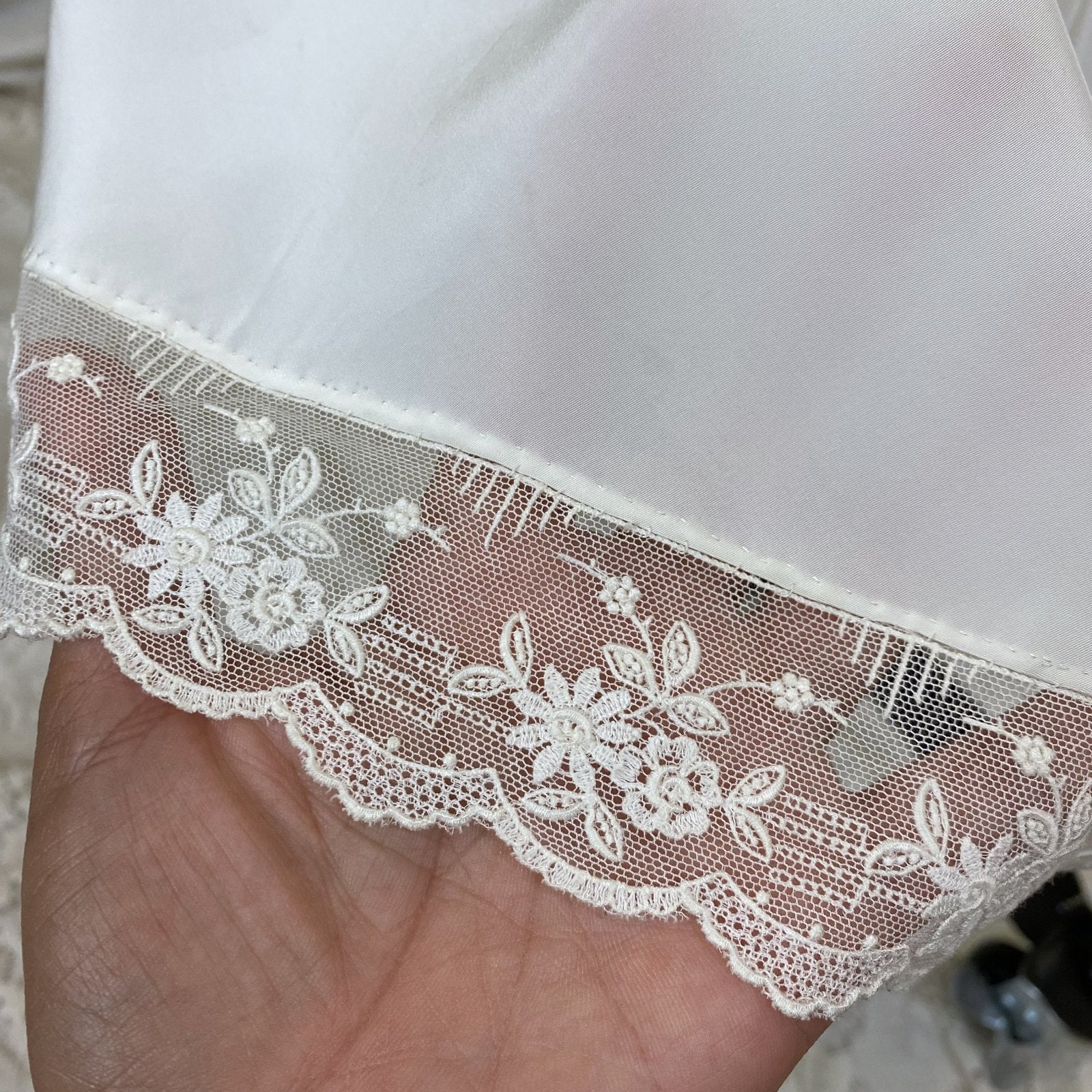 Vintage 1940's Nightgown | Hand Stitched Creamy White Rayon with Embroidered Tulle & Open Back | Size XS - Daggers & Dames