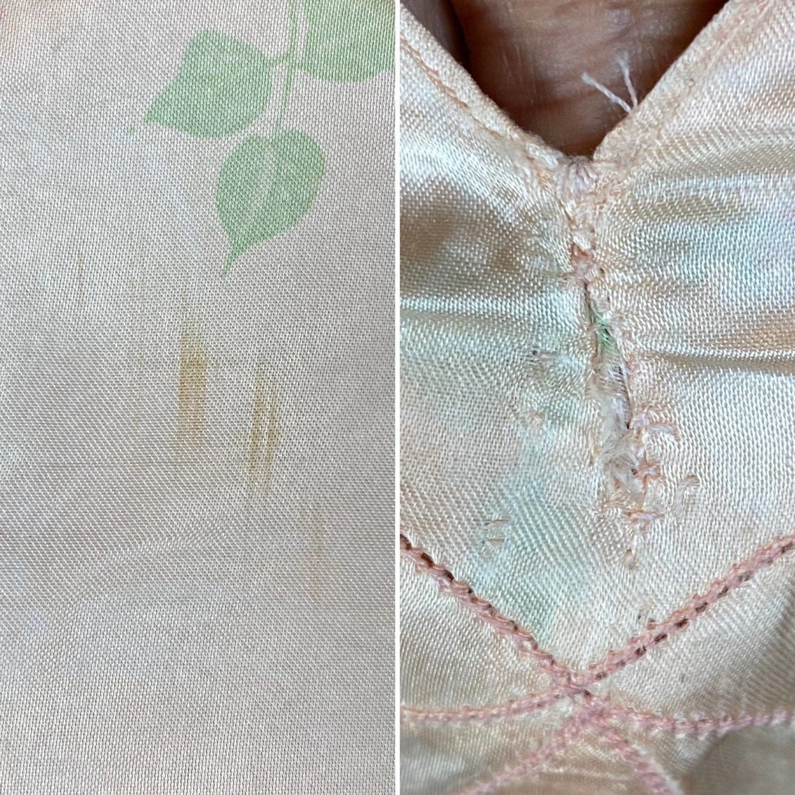 Vintage 1940's Nightgown | Light Peachy Pink Rayon Satin with Rose Floral Print | Size LG, XL - Daggers & Dames
