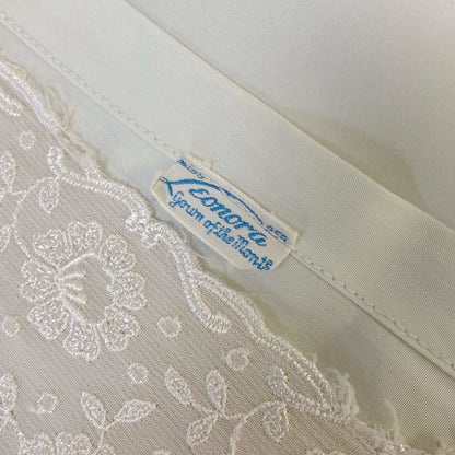 Vintage 1940's Nightgown | Pale Mint Green Rayon Crepe with Bone White Embroidered Chiffon | Size M, LG | Lady Leonora, Gown of the Month - Daggers & Dames
