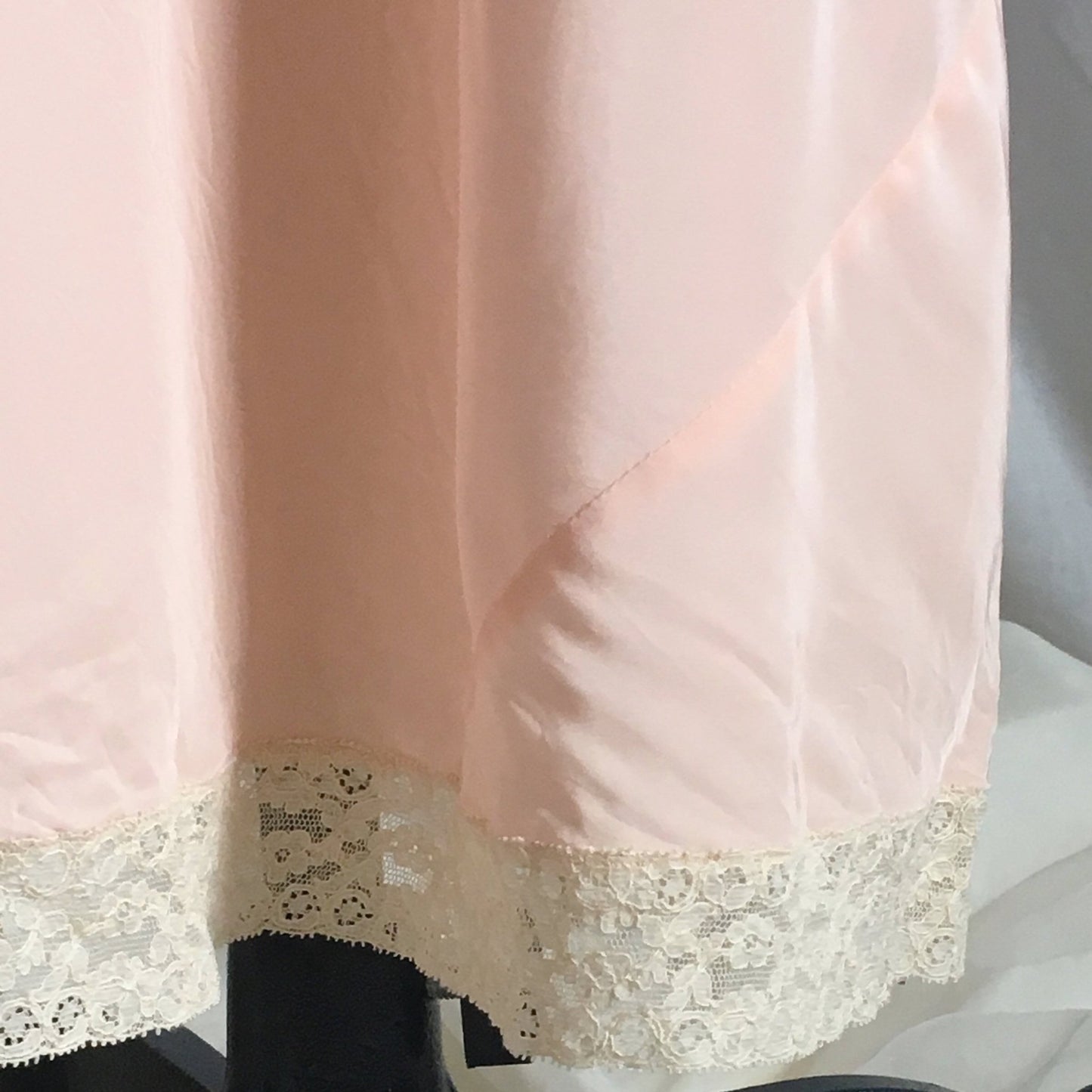 Vintage 1940's Nightgown | Pale Pink Rayon with Lace & Bias Cut | Size S, M - Daggers & Dames