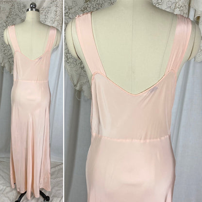 Vintage 1940’s Nightgown | Pale Pink Rayon with Lace | Size S, M | Laura Lane - Daggers & Dames