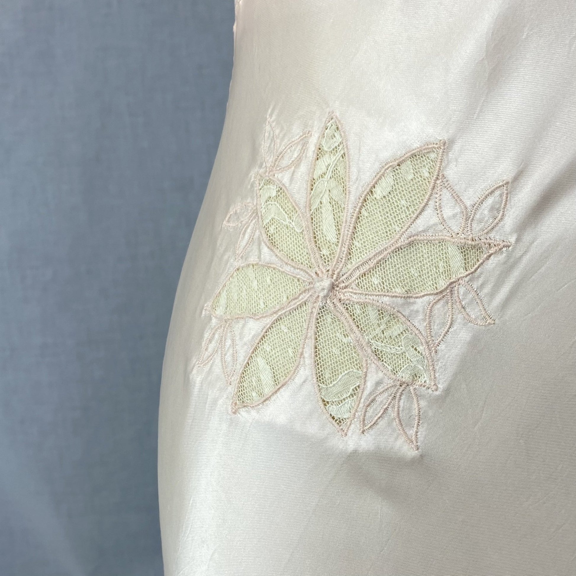 Vintage 1940's Nightgown | Pale Powder Pink Rayon Satin with Lace Floral Inserts & Faux Off Shoulder | Size XS, S | D'Amato - Daggers & Dames