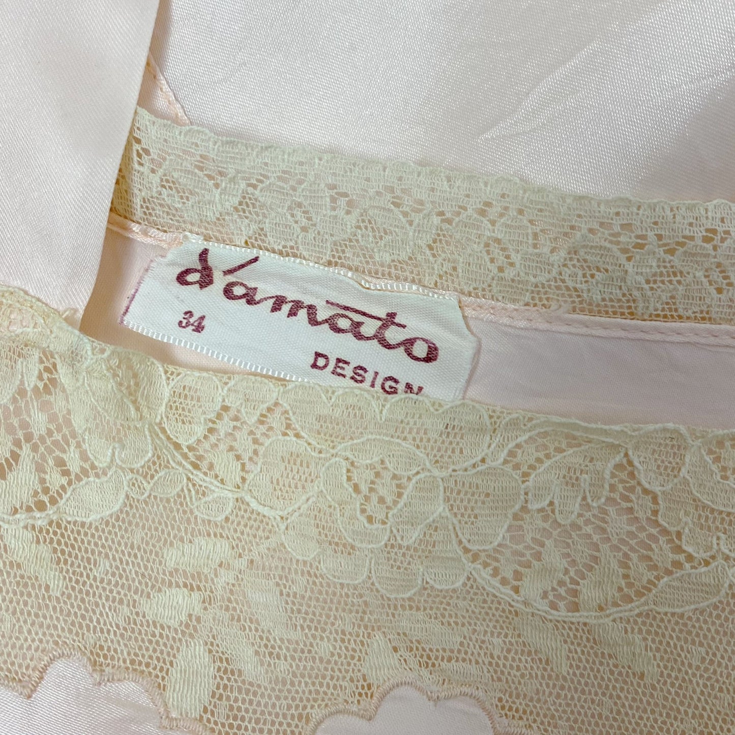 Vintage 1940's Nightgown | Pale Powder Pink Rayon Satin with Lace Floral Inserts & Faux Off Shoulder | Size XS, S | D'Amato - Daggers & Dames