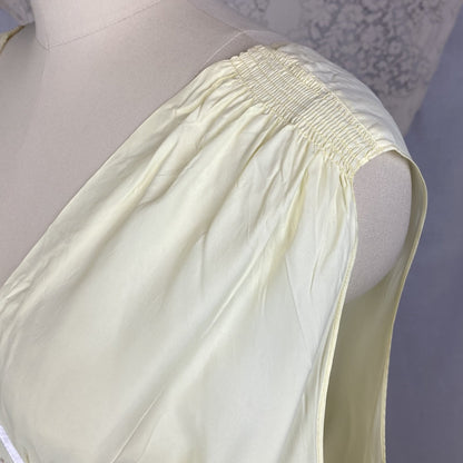 Vintage 1940's Nightgown | Pale Primrose Yellow Rayon with White Satin Ribbon Appliqué | Size LG, XL | Gracette - Daggers & Dames