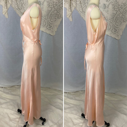 Vintage 1940's Nightgown | Pale Rose Pink with Baby Blue Butterfly Appliqués | Size 36-40 Bust, M/LG | Dwayne - Daggers & Dames