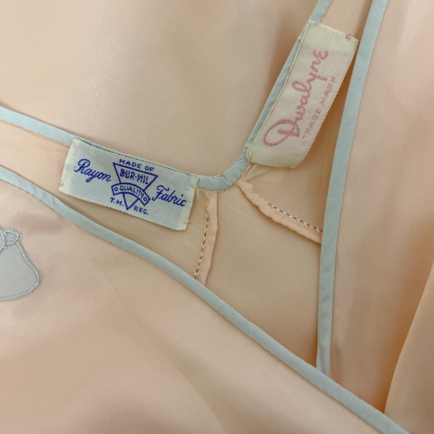 Vintage 1940's Nightgown | Pale Rose Pink with Baby Blue Butterfly Appliqués | Size 36-40 Bust, M/LG | Dwayne - Daggers & Dames
