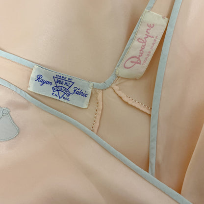 Vintage 1940's Nightgown | Pale Rose Pink with Baby Blue Butterfly Appliqués | Size 36-40 Bust, M/LG | Dwayne - Daggers & Dames