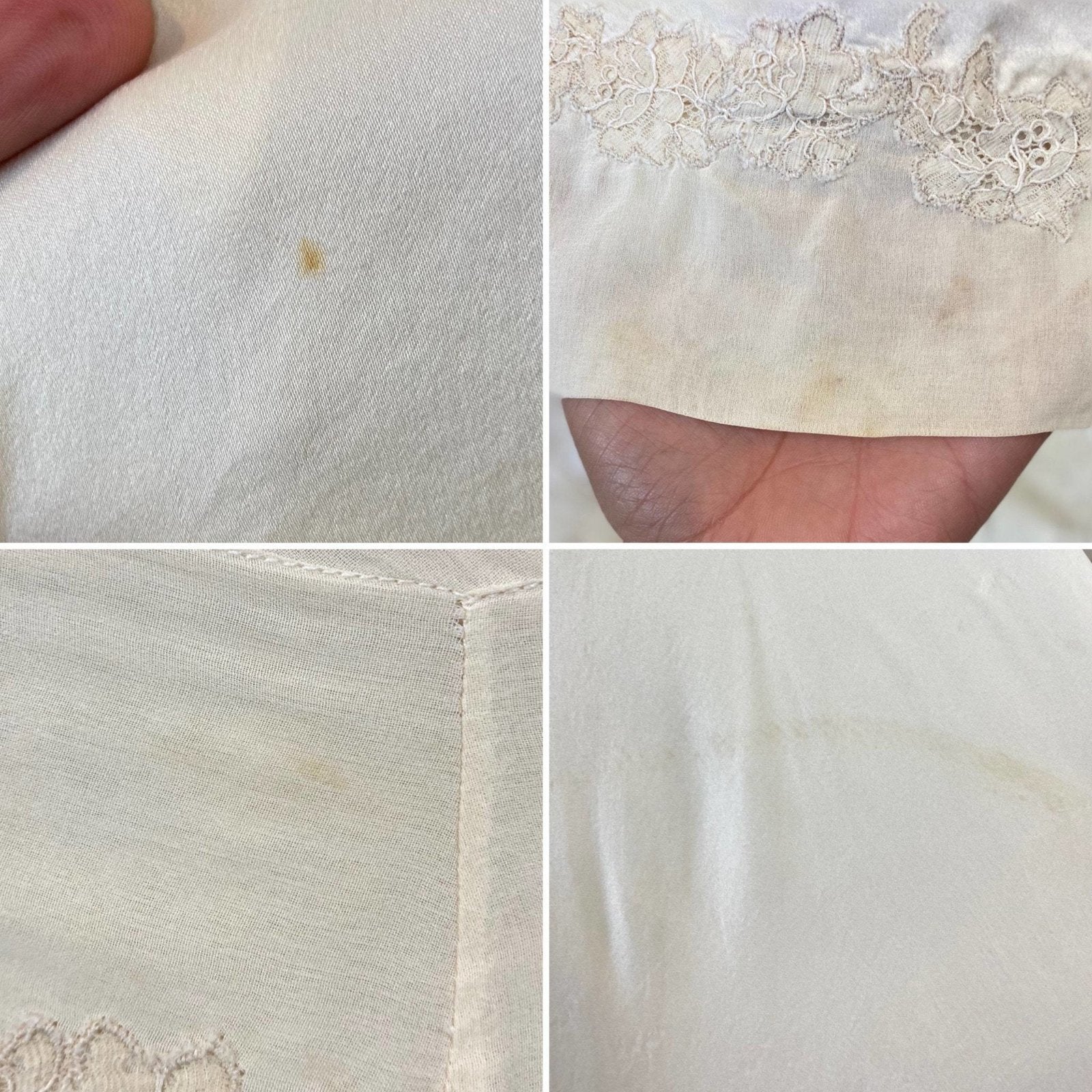 Vintage 1940's Nightgown | Pearly Ivory Silk with Chiffon & Floral Appliques | Size XS | Chevette - Daggers & Dames