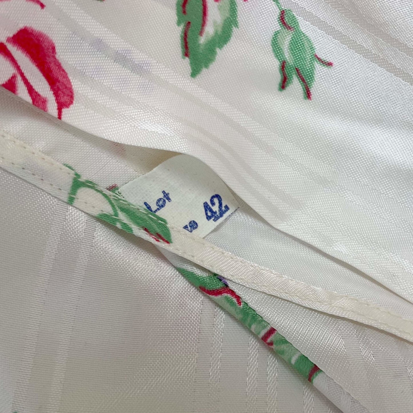 Vintage 1940's Nightgown | Pearly White Rayon Satin Striped Damask with Bold Floral Pattern | Size 40-44 Bust, LG/XL | Never Worn - Daggers & Dames