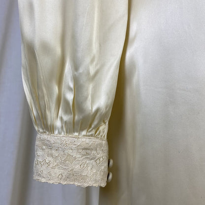 Vintage 1940's Nightgown & Peignoir Set | Champagne Rayon Satin with Sheer Lace Insets | Size XS - Daggers & Dames