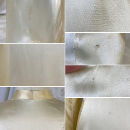 Vintage 1940's Nightgown & Peignoir Set | Champagne Rayon Satin with Sheer Lace Insets | Size XS - Daggers & Dames