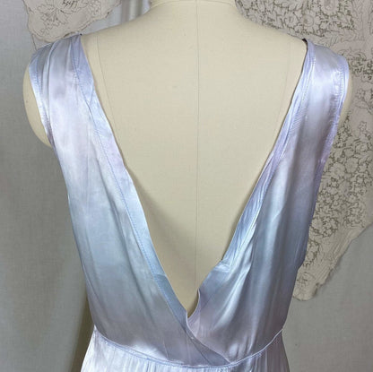 Vintage 1940's Nightgown | Periwinkle Blue Rayon Satin with Violet Patina | Size XXLG - Daggers & Dames