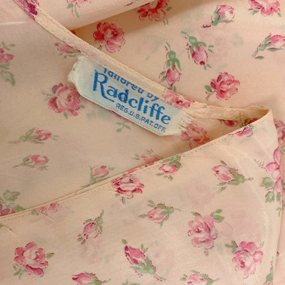 Vintage 1940's Nightgown | Petal Pink Rayon with Rose Floral Print | Size XL | Radcliffe - Daggers & Dames
