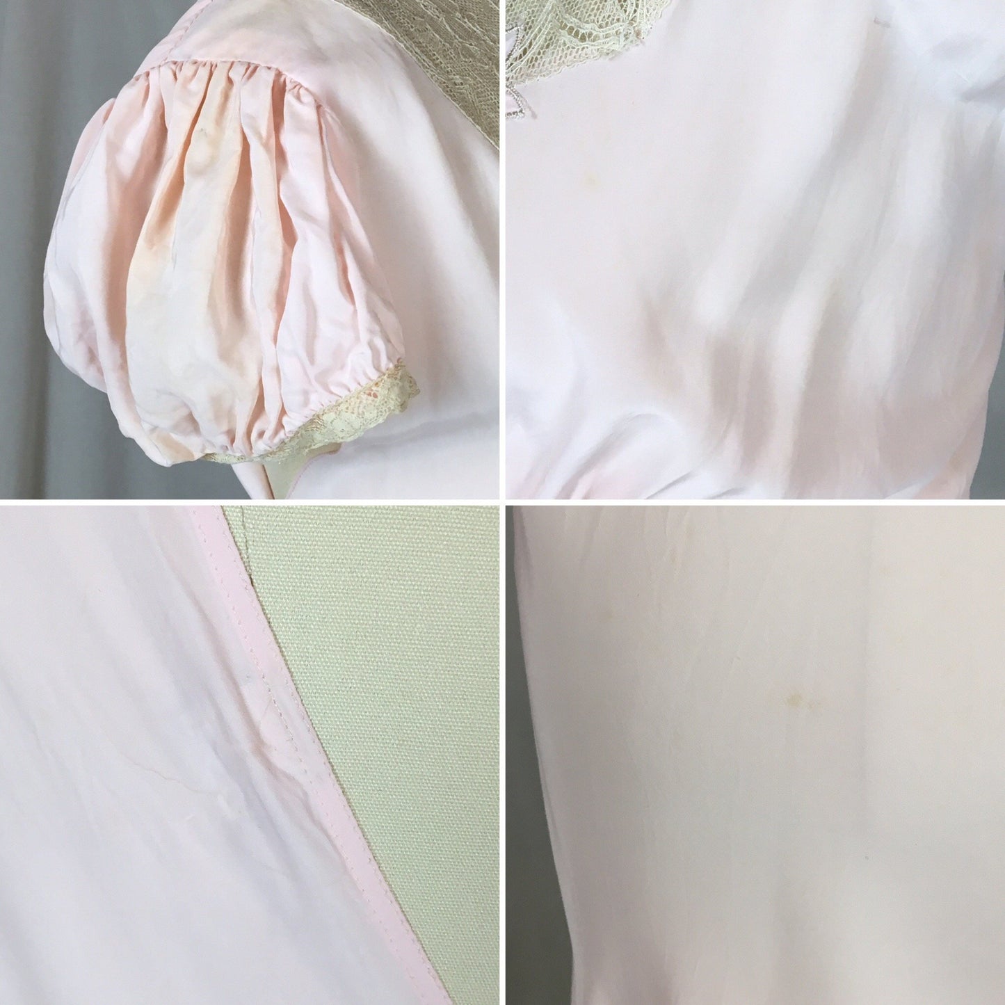 Vintage 1940's Nightgown | Powder Pink Rayon with Ecru Lace & Embroidered Flower Applique | Size XXL - Daggers & Dames